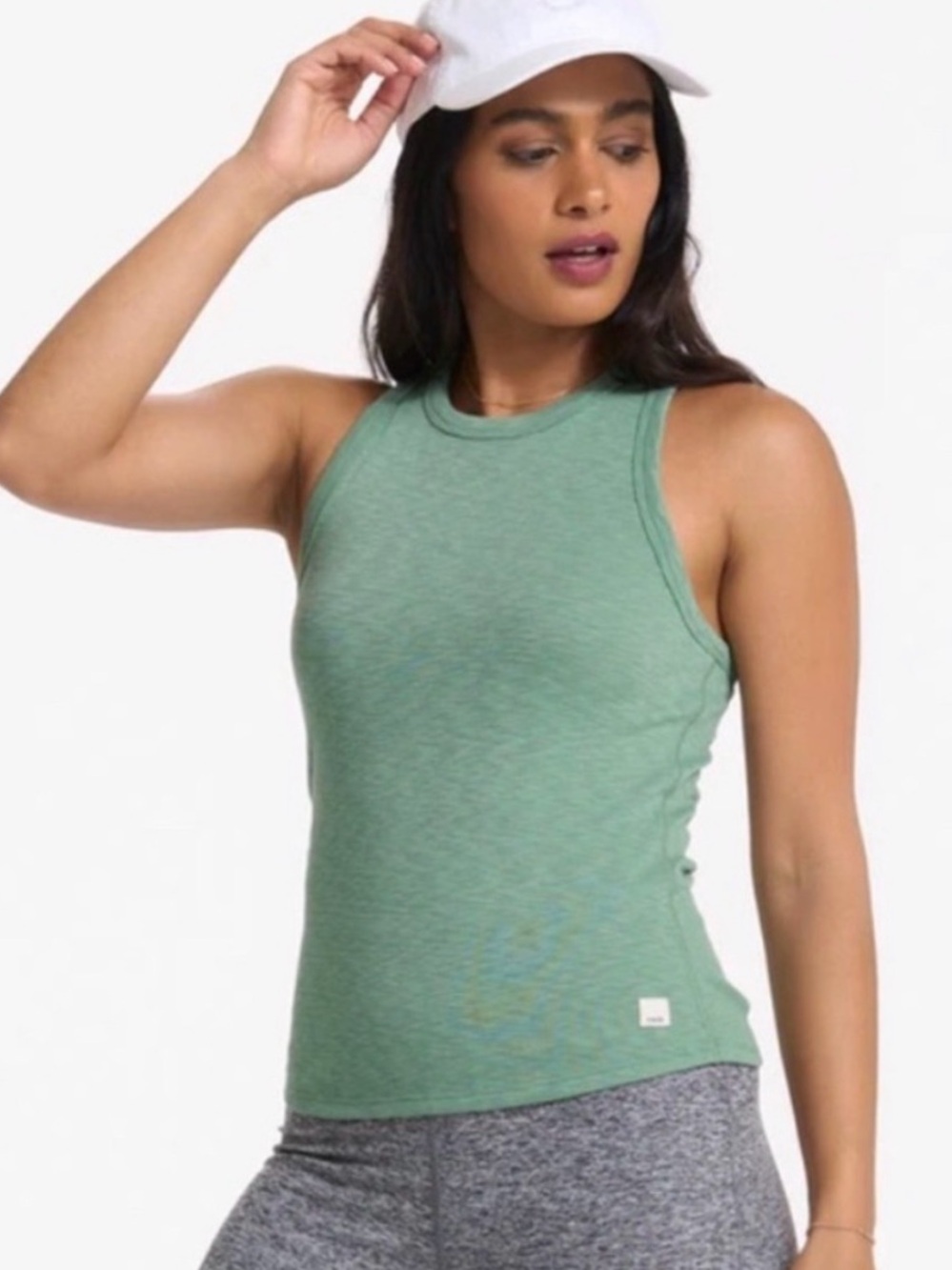 Vuori Green Sunrise High Neck Ribbed Tank